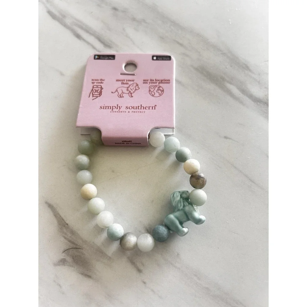 Simply Southern Conserve & Protect Tracking Lion Bracelet Multi-Colored Stones 8